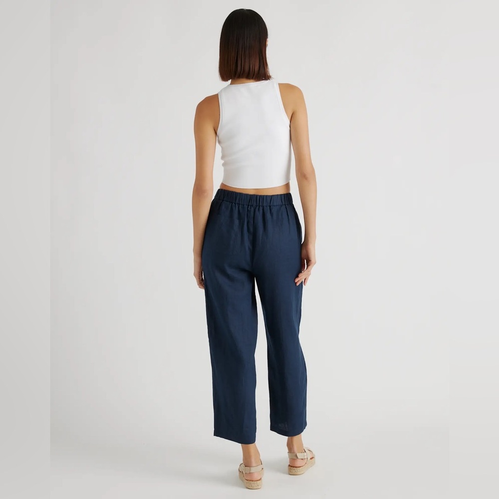 Quince 100% European Linen Pants Deep Navy Blue - Picture 3 of 12